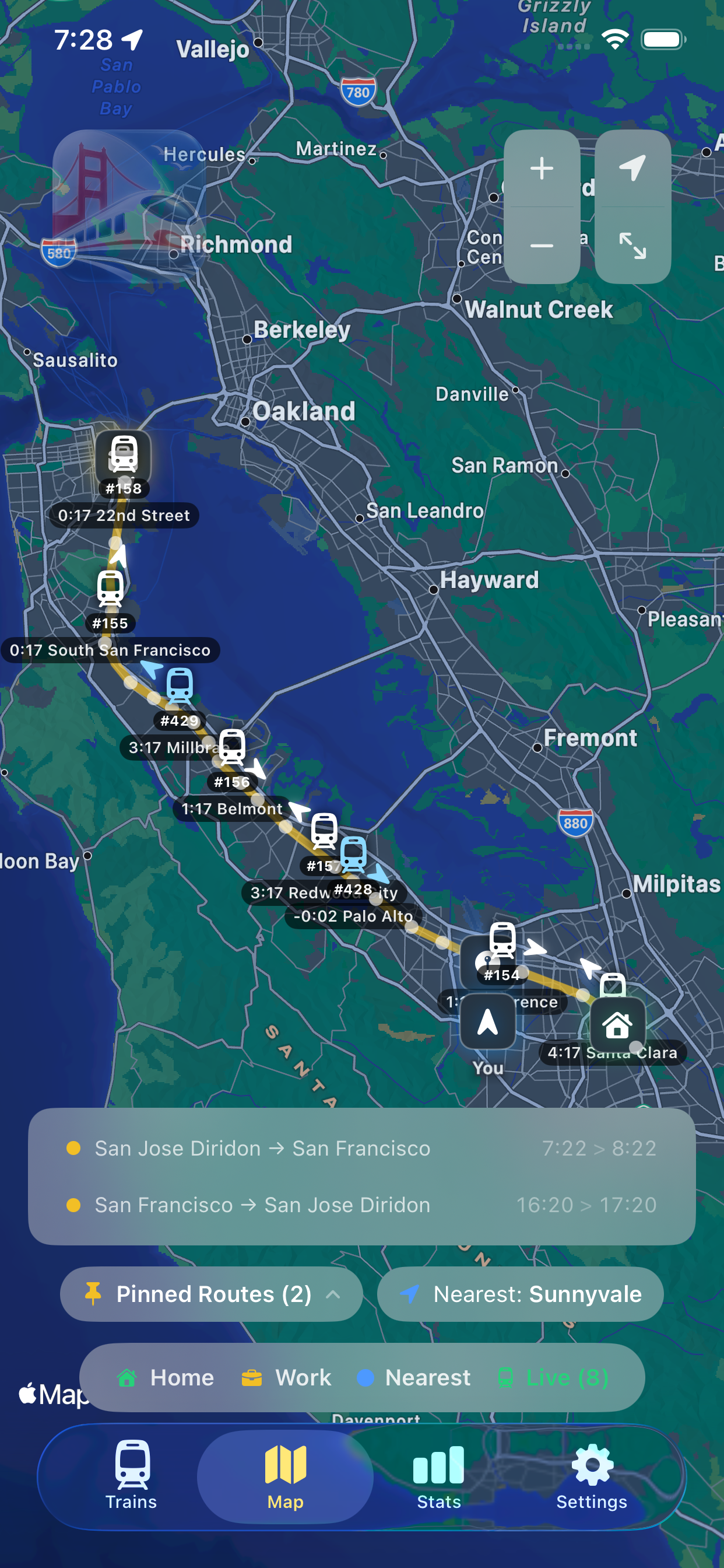 CalRun live train map